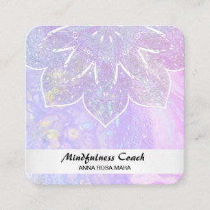 Carte De Visite Carré *~* Pastel Code QR Abstrait Mandala Reiki Yoga