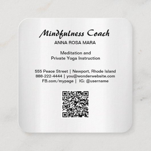 Carte De Visite Carré *~* Pastel Code QR Abstrait Mandala Reiki Yoga (Dos)