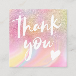 Carte De Visite Carré Pastel en marbre arc-en-ciel à parties scintillan