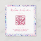 Carte De Visite Carré Pastel Glitter Leopard Print with Qr Code (Dos)