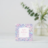 Carte De Visite Carré Pastel Glitter Leopard Print with Qr Code (Debout devant)