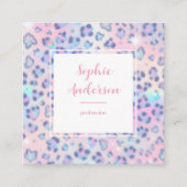 Carte De Visite Carré Pastel Glitter Leopard Print with Qr Code (Devant)