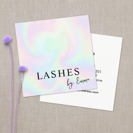 Carte De Visite Carré Pastel Iridescente Holographique Arc-en-ciel Abstr
