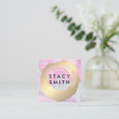 Carte De Visite Carré Pastel Liquid Arrière - plan | Or brossé (Debout devant)