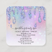 Carte De Visite Carré *~* PASTEL PARTIES SCINTILLANT de goutte arc-en-ci (Dos)