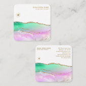 Carte De Visite Carré *~ Pastel Rainbow Agate Gold Parties scintillant V (Devant / Derrière)
