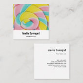 Carte De Visite Carré Pastel Rainbow Spiral Candy Photo (Devant / Derrière)