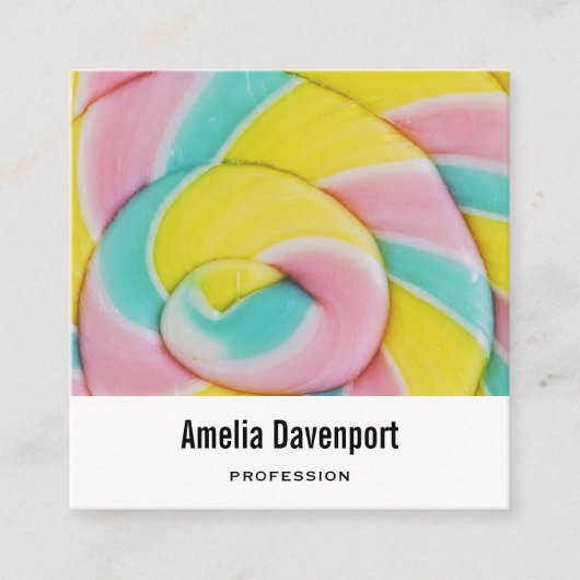 Carte De Visite Carré Pastel Rainbow Spiral Candy Photo (Devant)