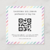 Carte De Visite Carré Pastel Rainbow Unicorne Green Stripes QR CODE (Dos)