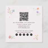 Carte De Visite Carré Pastel Rainbows Girly Fleurs sauvages Babysitter (Dos)