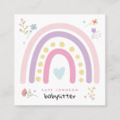 Carte De Visite Carré Pastel Rainbows Girly Fleurs sauvages Babysitter (Devant)