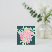 Carte De Visite Carré Pastel rose floral rétro script commander merci (Debout devant)