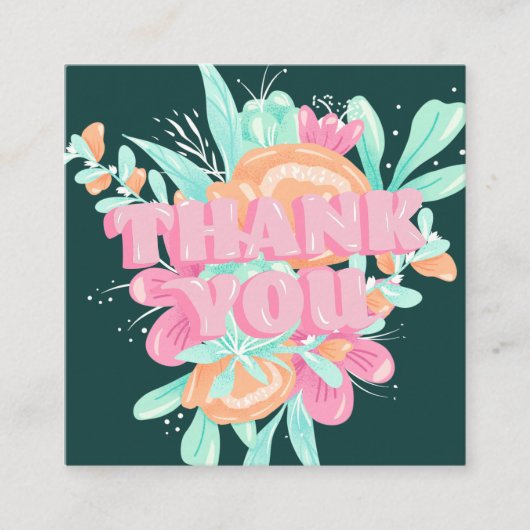 Carte De Visite Carré Pastel rose floral rétro script commander merci (Devant)