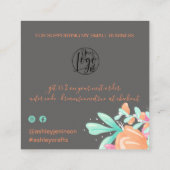 Carte De Visite Carré Pastel rose floral rétro script commander merci (Dos)