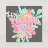 Carte De Visite Carré Pastel rose floral rétro script commander merci (Devant)