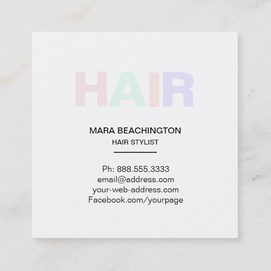 Carte De Visite Carré *~* Pastels simples de cheveux Ciseaux minimaux d' (Dos)