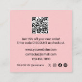 Carte De Visite Carré Pastèque Rose Doux Merci  (Dos)