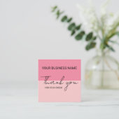 Carte De Visite Carré Pastèque Rose Doux Merci  (Debout devant)