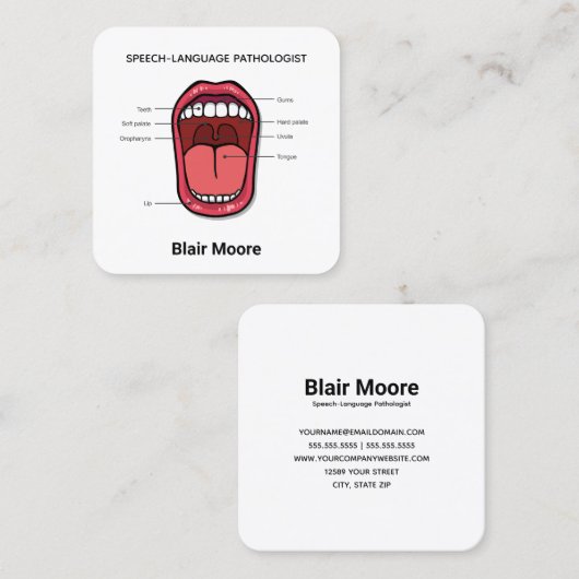 Carte De Visite Carré Pathologiste de la parole SLP (Devant / Derrière)