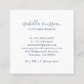 Carte De Visite Carré Pâtisserie Chef Aquarelle Cupcake Baker (Dos)
