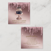 Carte De Visite Carré Pâtisserie Chef Rose Parties scintillant or Carré (Devant / Derrière)