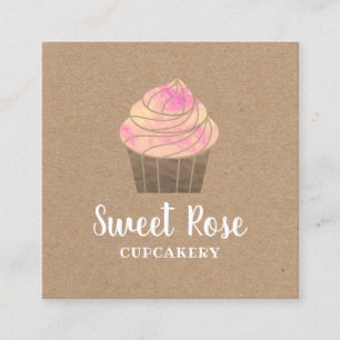 Carte De Visite Carré Pâtisserie Cupcakery Papier d'emballage rustique