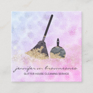 Carte De Visite Carré Patronne de nettoyage janitorial rose Sparkle Maid