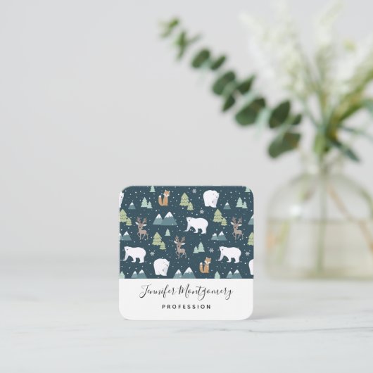 Carte De Visite Carré Patterns de Cute Christma (Debout devant)