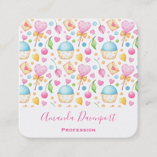 Carte De Visite Carré Patters de Hearts and Muffins (Devant)