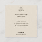 Carte De Visite Carré Pays Boulangerie Bleu rayé Logo rayé (Dos)