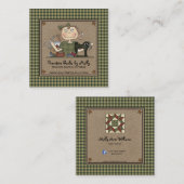 Carte De Visite Carré Pays Primitif Couture Rustique Crafting (Devant / Derrière)