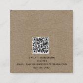 Carte De Visite Carré Pays primitif rustique Kraft (Dos)