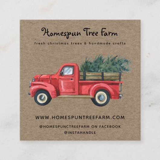 Carte De Visite Carré Pays primitif rustique Kraft (Devant)