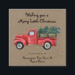 Carte De Visite Carré Pays primitif rustique Kraft Christmas Kraft<br><div class="desc">Ce design champêtre est doté d'un camion rouge vintage rustique transportant des arbres de Noël fraîchement coupés sur un kraft. Parfait pour toutes les affaires de pays. Code QR au verso de la carte pour faciliter et faciliter la recherche de votre site Web par les clients. Quelle façon amusante d'étendre...</div>