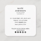 Carte De Visite Carré Paysage Jardinage Photo QR Code Médias sociaux (Dos)