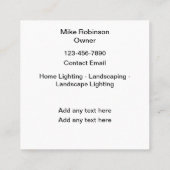 Carte De Visite Carré Paysage Professionnel Et Éclairage À Domicile (Dos)