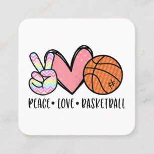 Carte De Visite Carré Peace Love Basketball Coeur pour les Ados entre