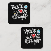 Carte De Visite Carré Peace Love Hip hop Dancing (Devant / Derrière)