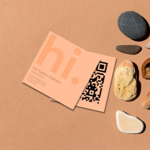 Carte De Visite Carré Peach Fuzz Rose Retro Hi QR Code