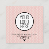 Carte de visite Carré Peach Pink Merci (Dos)