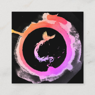 Carte De Visite Carré *~* Peach Pink Phoenix Ring of Ombre Fire