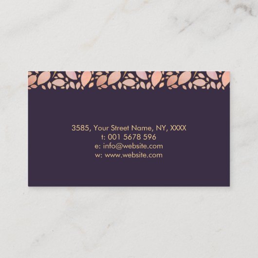 Carte De Visite Carré Pearl Tree of life Art - Charoite feuille (Dos)