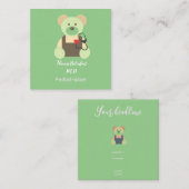 Carte De Visite Carré Pédiatre - peluche - stéthoscope (Devant / Derrière)