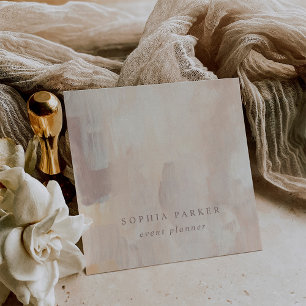 Carte De Visite Carré Peint Abstrait   Élégant minimaliste neutre