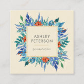 Carte De Visite Carré Peint Floral Botanique Élégant Moderne (Devant)