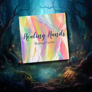 Carte De Visite Carré Peinture à l'huile colorée d'arc-en-ciel