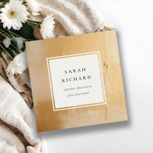 Carte De Visite Carré Peinture à l'huile d'or beige peinte artistique cl