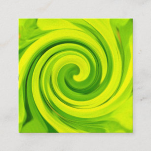 Carte De Visite Carré Peinture Abstraite Groovy Verte Liquide Tourbillon