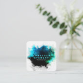 Carte De Visite Carré Peinture d'aquarelle couleur vert émeraude unique (Debout devant)