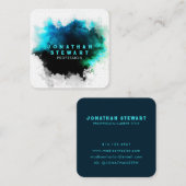 Carte De Visite Carré Peinture d'aquarelle couleur vert émeraude unique (Devant / Derrière)